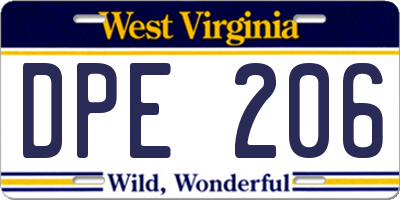 WV license plate DPE206