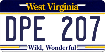 WV license plate DPE207