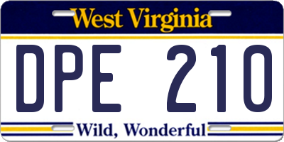 WV license plate DPE210