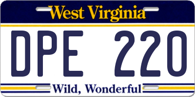 WV license plate DPE220