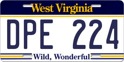WV license plate DPE224