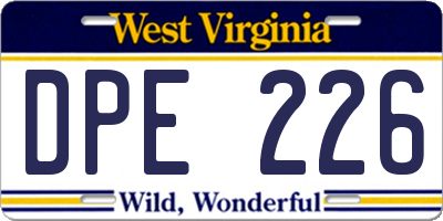 WV license plate DPE226