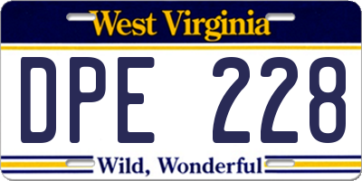 WV license plate DPE228
