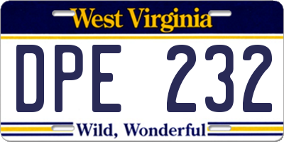 WV license plate DPE232