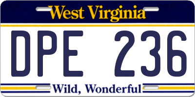 WV license plate DPE236