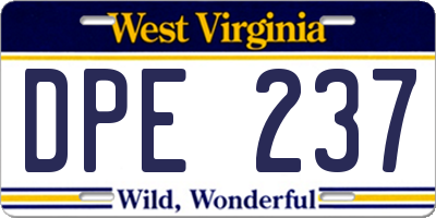 WV license plate DPE237