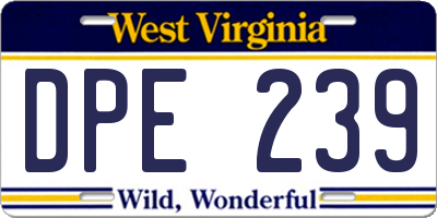 WV license plate DPE239
