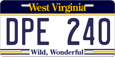 WV license plate DPE240