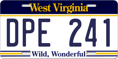 WV license plate DPE241