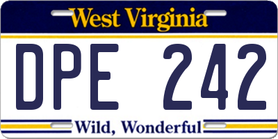 WV license plate DPE242