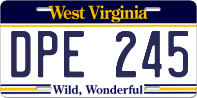 WV license plate DPE245