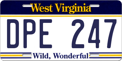 WV license plate DPE247