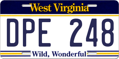 WV license plate DPE248
