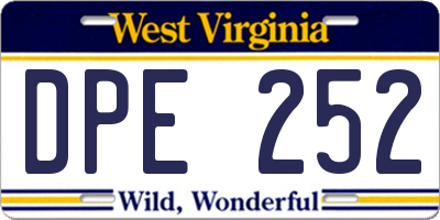 WV license plate DPE252