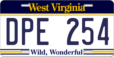 WV license plate DPE254