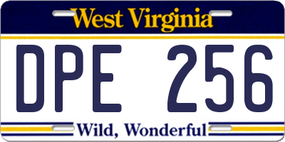 WV license plate DPE256