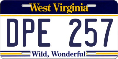 WV license plate DPE257