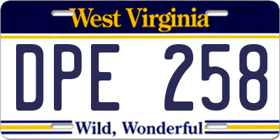 WV license plate DPE258