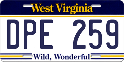 WV license plate DPE259