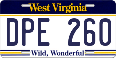 WV license plate DPE260
