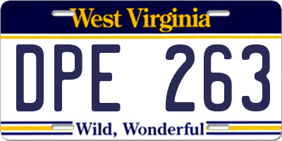 WV license plate DPE263