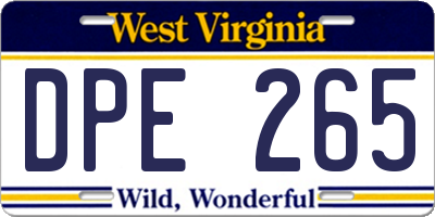 WV license plate DPE265