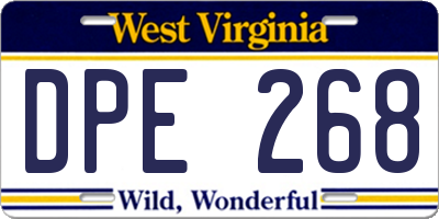 WV license plate DPE268