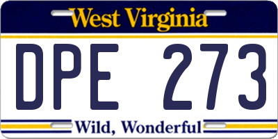 WV license plate DPE273