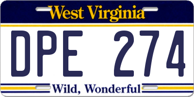 WV license plate DPE274