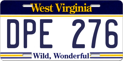 WV license plate DPE276