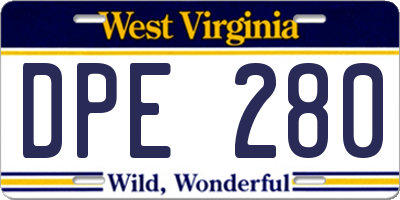 WV license plate DPE280