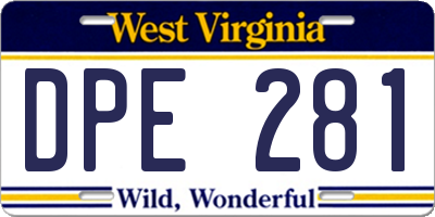 WV license plate DPE281