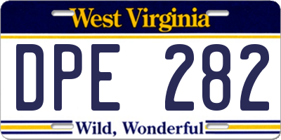 WV license plate DPE282