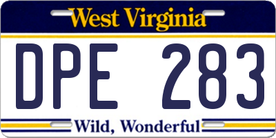 WV license plate DPE283