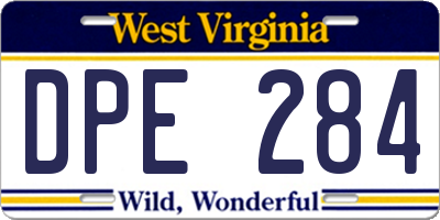 WV license plate DPE284