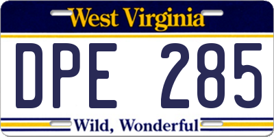 WV license plate DPE285