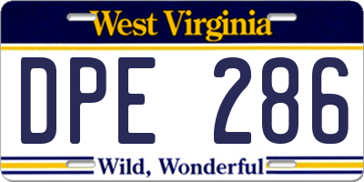 WV license plate DPE286