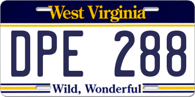 WV license plate DPE288