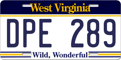 WV license plate DPE289