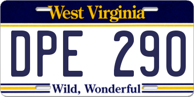 WV license plate DPE290