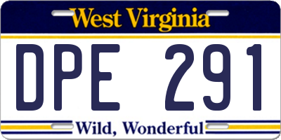 WV license plate DPE291