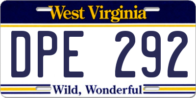 WV license plate DPE292