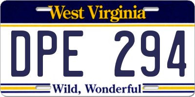 WV license plate DPE294