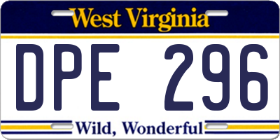 WV license plate DPE296