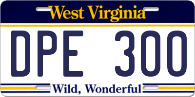 WV license plate DPE300