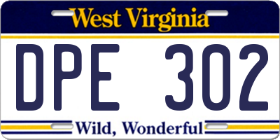WV license plate DPE302