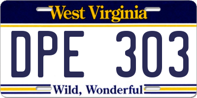 WV license plate DPE303
