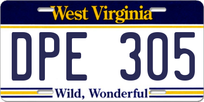 WV license plate DPE305