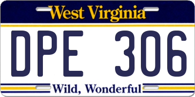 WV license plate DPE306