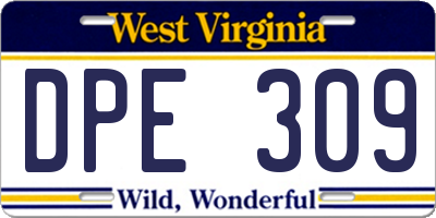 WV license plate DPE309